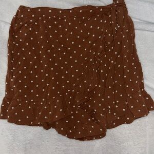 Brown Polka Dot Ruffle Skirt